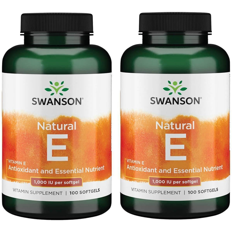 Swanson Vitamin E - Natural Vitamin Supplement Promoting Cardiovascular Health - Natural Formula Delivering Essential D-Alpha Tocopherols - (100 Softgels, 1000 IU Each) (2 Pack) 100 Count (Pack of 2)