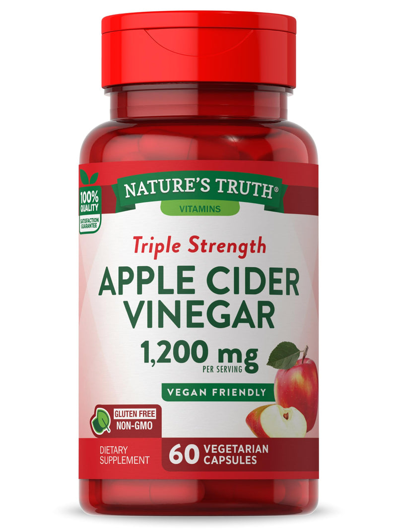 [Australia] - Nature's Truth Apple Cider Vinegar Vegan Capsules | 1200mg | 60 Veggie Pills | Extra Strength | Vegan, Non-GMO and Gluten Free Supplement 