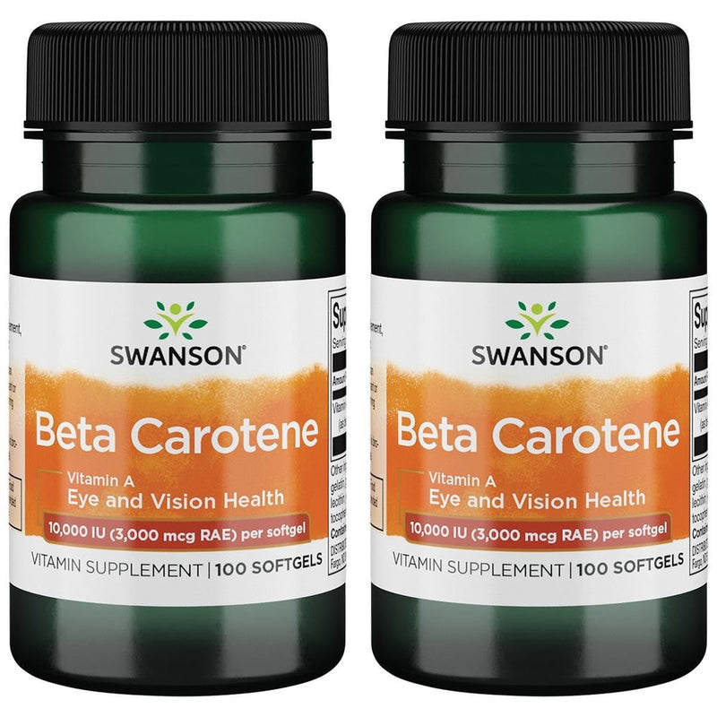 [Australia] - Swanson Beta-Carotene (Vitamin A) Skin Eye Immune System Health Antioxidant Support 10000 Iu (3000 mcg) 100 Sgels (2 Pack) 