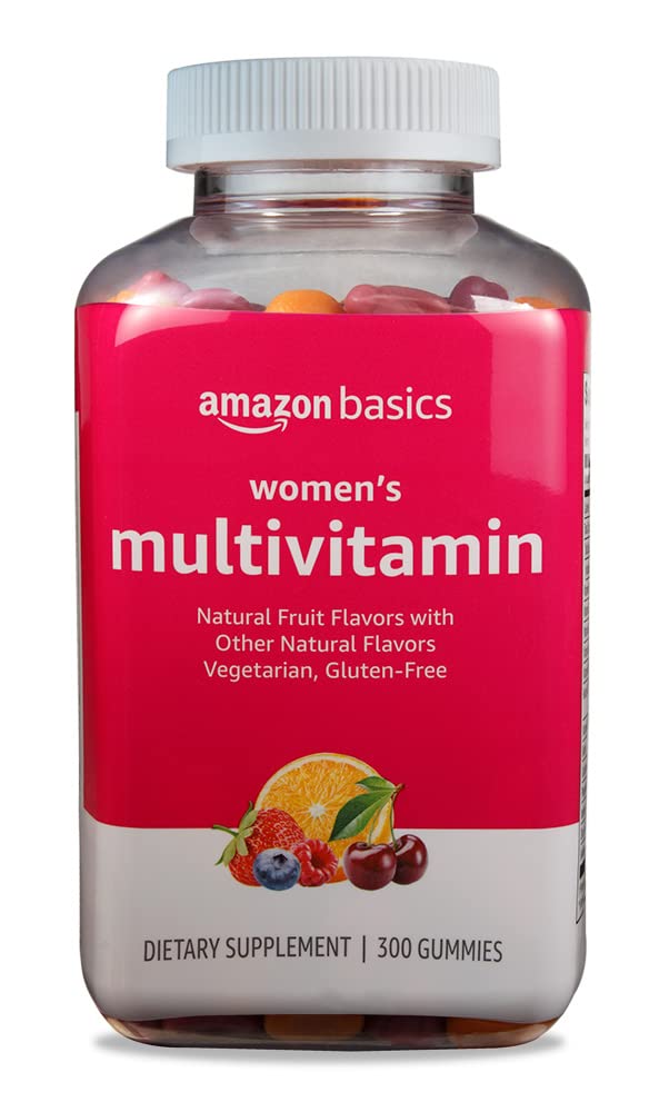 Amazon Basics Women's Multivitamin, Mixed Berry Flavor, Vegetarian & Gluten-Free, 300 Gummies (150 Servings) (Previously Solimo)