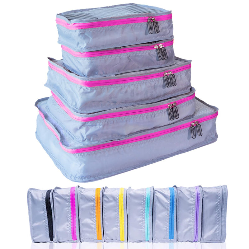 MUMI Packing Cubes for Travel - 5 Set Luggage Organizer Bags, Pink | Travel organizer bags for suitcases, carry on and backpack; holds clothes, kids items and accessories