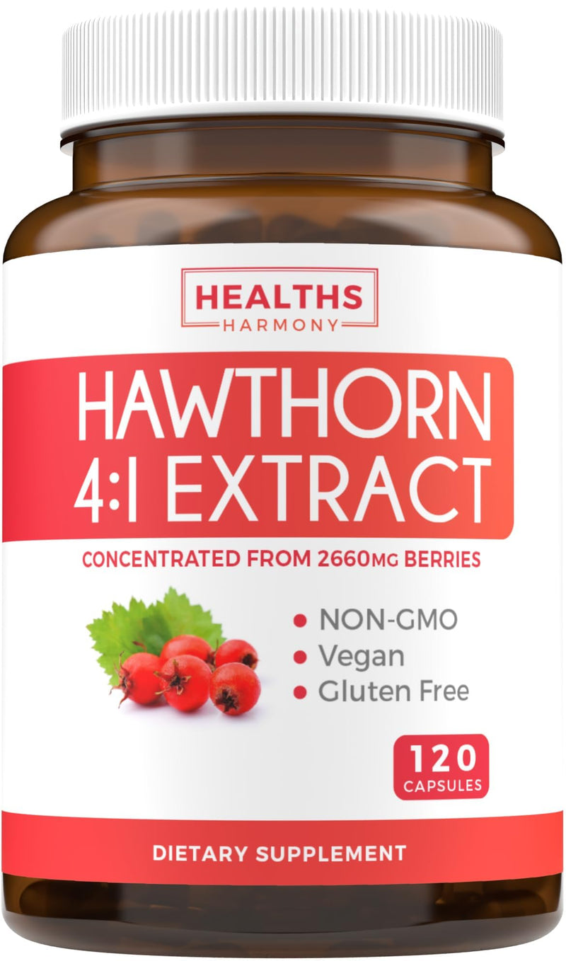 [Australia] - Super Potent Hawthorn Berry Extract Capsules - Hawthorn Berry Supplement made from Extra Strength Concentrate to Support Heart and Digestive Health - Vegan Non-GMO & Gluten Free (4 Month Supply) 120 Count (Pack of 1) 