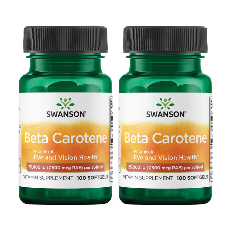 [Australia] - Swanson Beta-Carotene (Vitamin A) 25000 Iu (7500 mcg) 100 Sgels (2 Pack) 100 Count (Pack of 2) 
