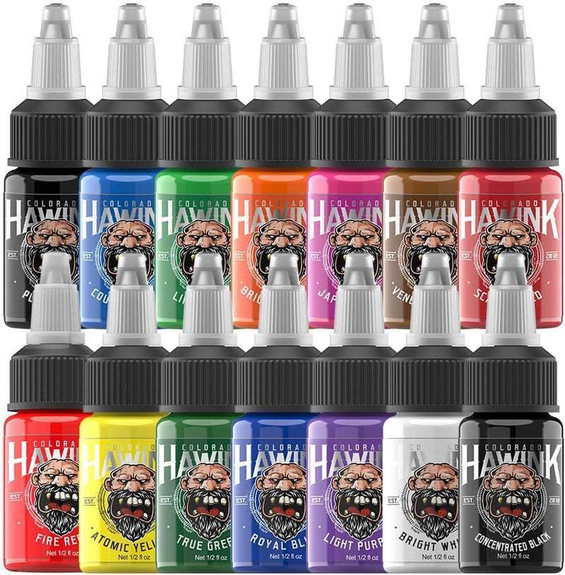 [Australia] - Hawink Tattoo Ink Set 1/2 oz (15ml) Tattoo Supply 14 Colors Pigment Kit Ink USA TI203-15-14 0.5 Fl OzÔºà14-BottlesÔºâ 