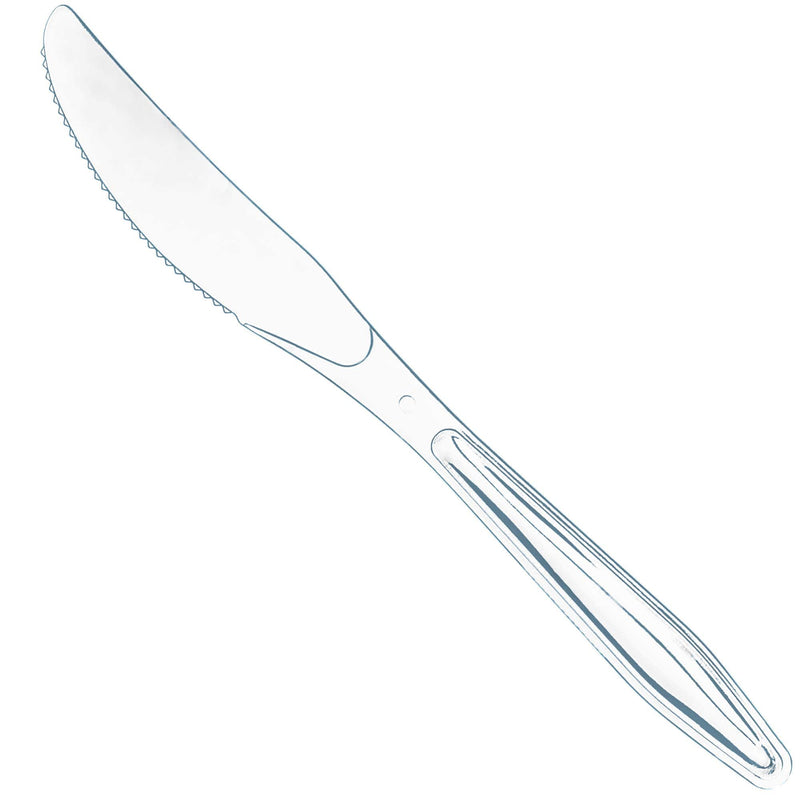 [Australia] - Prestee 100 Clear Plastic Knives Heavy Duty - Silverware Heavy Duty Plastic Knives, Plastic Knife Cutlery, Elegant Disposable Knives Pack,Disposable Flatware,Plastic Utensils Set,Disposable Silverware Clear (100) 