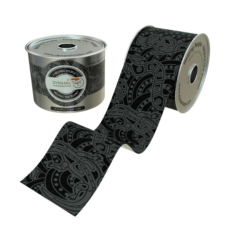 Dynamic Tape Eco | Biomechanical Adhesive Tape | Physio Tape for Knee, Ankle, Shoulder, Leg, Muscle Support | Sports Tape for Football, Rugby, Ideal for Athletes |Grey & Black - 2" (1) 1
