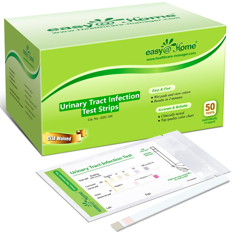 Easy@Home Urinary Tract Infection Test Strips 50 Individual Pack, Urine Test Strips for UTI Infections, Urinalysis Kit, Detect Leukocytes and Nitrites (UTIPOUCH-50P) | Individual Packing Urine Test Strips for UTI Infections, Urinalysis Kit, Detect Leuk...