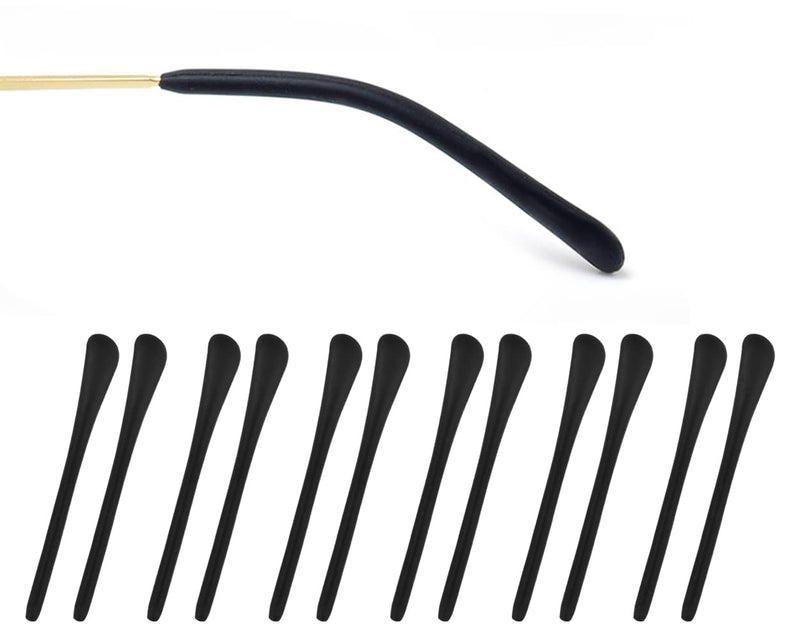 [Australia] - DS. DISTINCTIVE STYLE Eyeglass Metal Frame End Tips 6 Pairs Silicone Ear Sock Pieces Tubes Anti-slip Replacement Glasses Ear Cushion for Thin Metal Eyeglass Legs - Black 