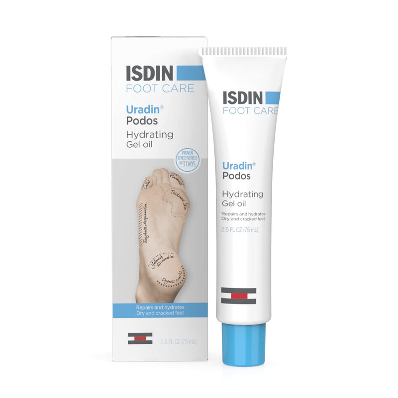 ISDIN Uradin Podos Foot Cream, 10% Urea, Repairs Cracked Feet, 2.5 fl oz | Fast Absorbing & Lightweight Formula, Hydrates Dry Feet, Exfoliates Thick Skin, Non-greasy, Dermatologist Recommended