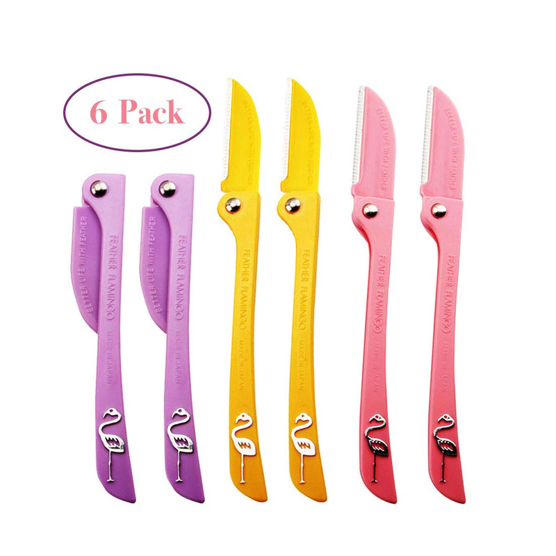[Australia] - Limo Eyebrow Razor, Facial Hair Trimmer, 6 PCS - Purple+Yellow+Pink, Women's Facial Hair Maintenance, Sensitive Skin, Modern Style Purple+Yellow+Pink 6pcs 