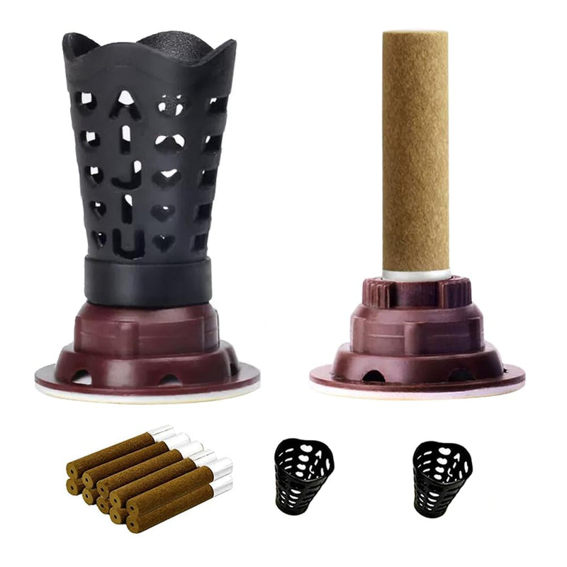[Australia] - 100Pcs Moxibustion Sticks and 100Pcs Self-Stick Base, 5-Years Moxa Cone Moxi Stick for Chinese Traditional AiJiu Body Acupuncture, 2Pcs Protective Cover and 1Pcs Acupoint Map 