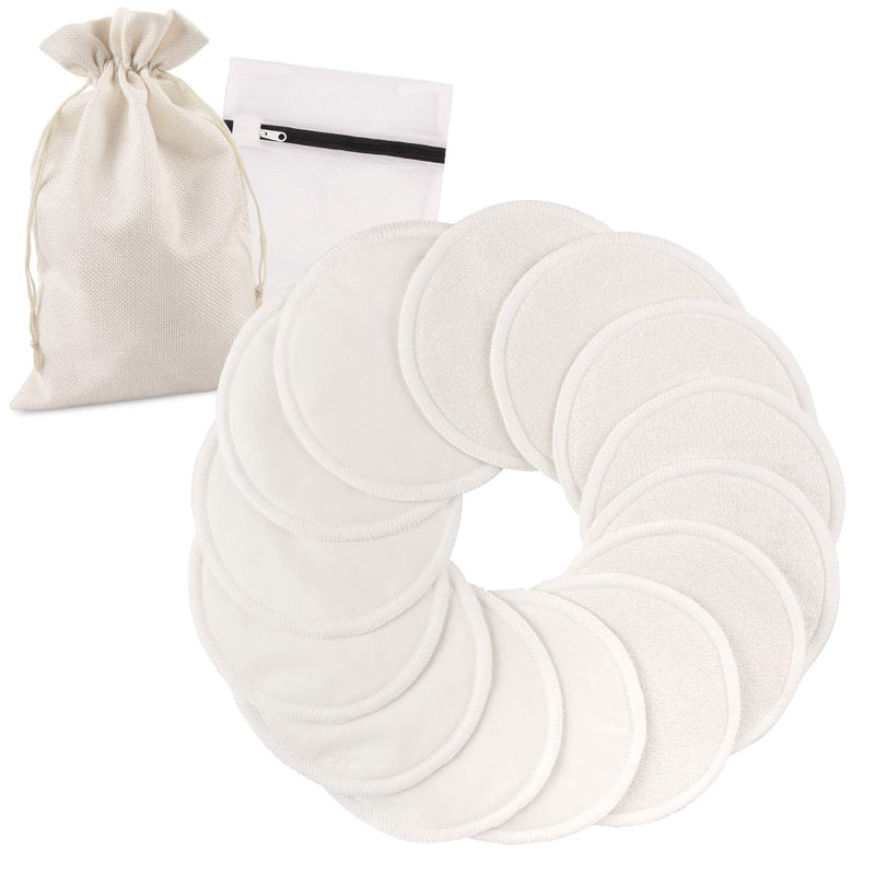 [Australia] - PHOGARY 14PCS Washable Nursing Pads, Reusable Organic Bamboo Breast Pads with Laundry Bag and Storage Bag - Soft, Absorbent, Hypoallergenic, Eco Pads for Breastfeeding 