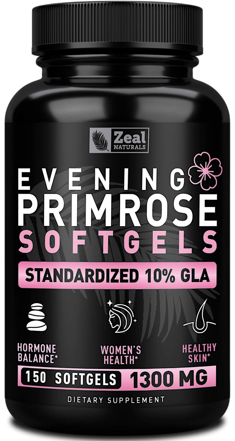 [Australia] - Evening Primrose Oil Capsules (150 Liquid Softgels | 1300mg) Premium Evening Primrose Oil – Natural-Sourced Hormone Support Supplement for Women - Cold Pressed w. 10% GLA 