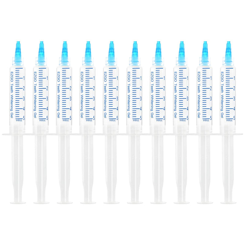 EZGO 10 Pack Teeth Whitening Gel Refills 22% Bleaching Gel, No Sensitive Teeth Whitener, Great for Sensitive Tooth Whitening, Carbamide Peroxide Teeth Whitening Gel, Mint Flavor (10X 5ML) 10*5ml