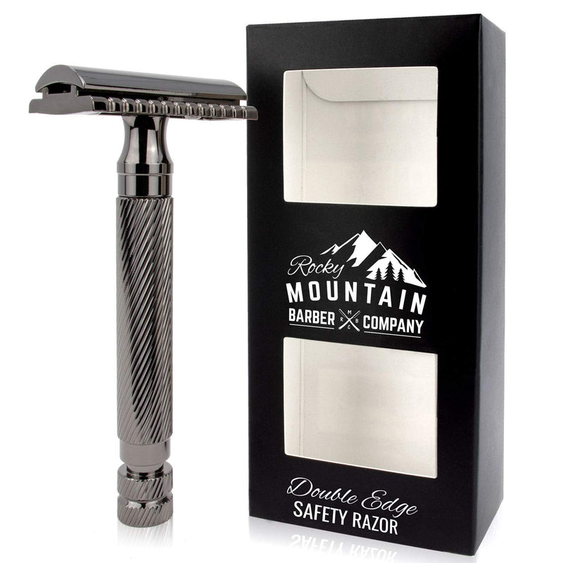 [Australia] - Men's Double Edge Safety Razor - Premium, Heavy Duty Safety Razor, 3 Piece Closed Comb Design For a Closer Shave - Made with Brass & Metal Finish by Rocky Mountain Barber Company 