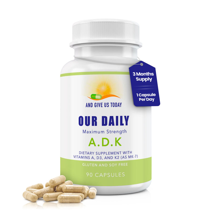 Daily Vites ADK Vitamin Supplement – Vitamins A, D3 & K2 (MK-7) for Bone Health, Calcium Absorption, Heart & Immune Support – Physician Formulated – Non-GMO, Gluten Free – 90 Capsules, 90 Servings 90 Count (Pack of 1)