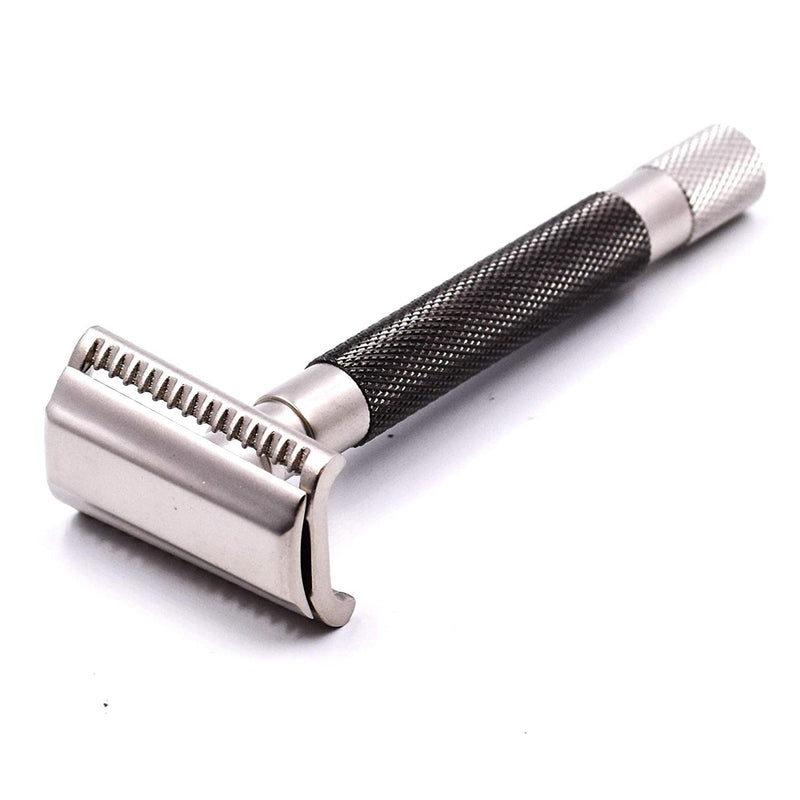 [Australia] - Parker Semi-Slant Safety Razor – Graphite Finish | Close Shaving Double Edge Razor for Sensitive Skin & Coarse Hair | Slanted Precision Head + 5 Platinum DE Blades | Iconic Brand 