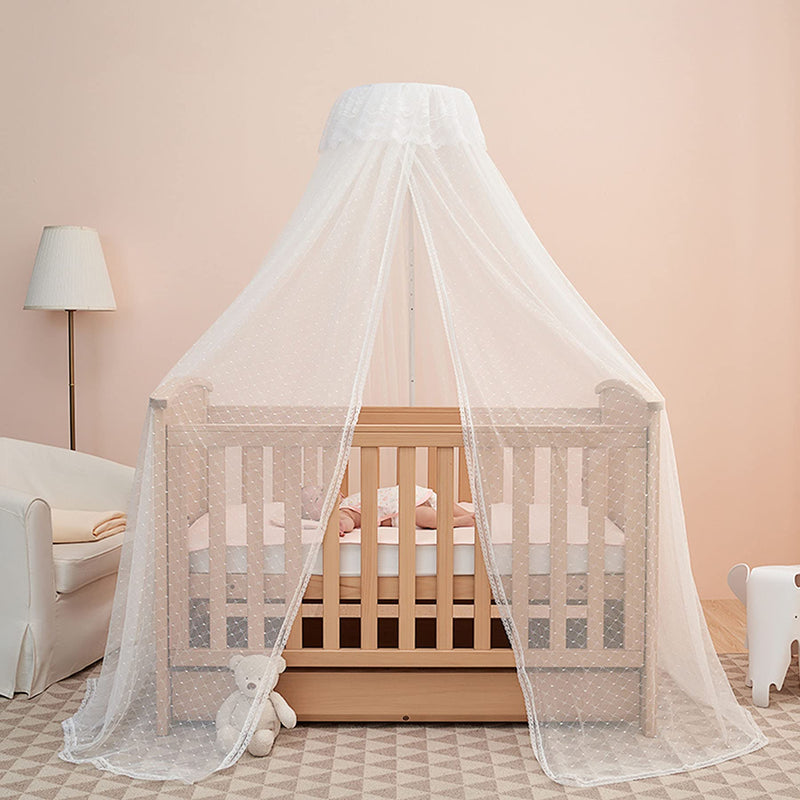 [Australia] - Baby Bed Canopy with Adjustable Clip-on Stand Baby Crib Cot Net Tent Hanging Dome Curtain Netting See Through Mesh Bed Cover Net Stand Rod 2 Piece Set 