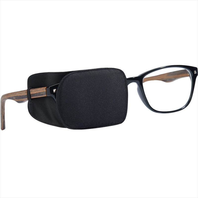 [Australia] - Silk Eye Patch for Adults Kids Glasses to Cover Either Eye (Medium, Black) Medium (Pack of 1) Pure Black 