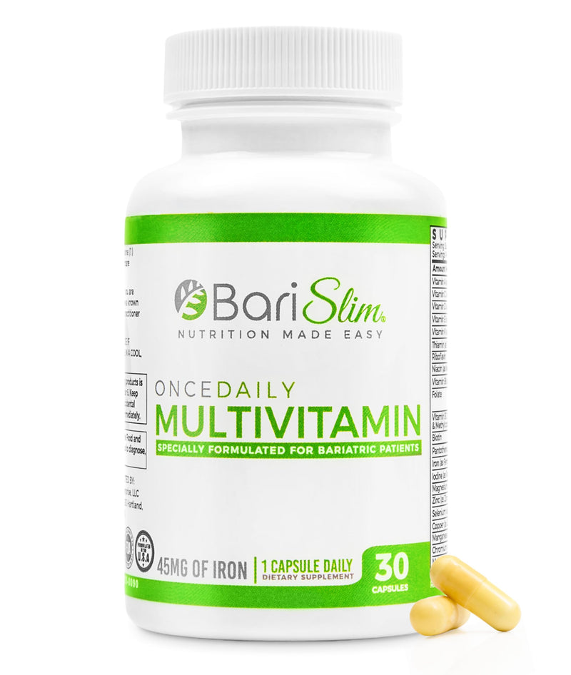 BariSlim Once Daily Bariatric Multivitamin Capsule - 45mg of Iron - Bariatric Vitamin & Supplement for Post Bariatric Surgery Including Gastric Bypass & Gastric Sleeve | 30-Day Supply 1 Count (Pack of 30)