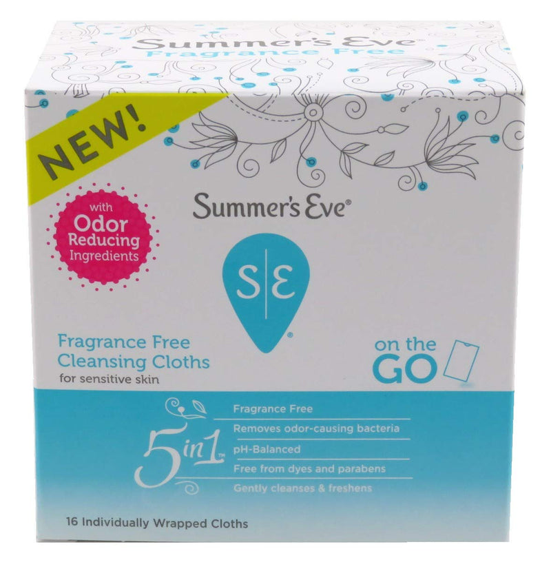 [Australia] - Summer’s Eve Fragrance Free Gentle Daily Feminine Wipes, Removes Odor, pH balanced, 16 Count, (Pack of 3) 