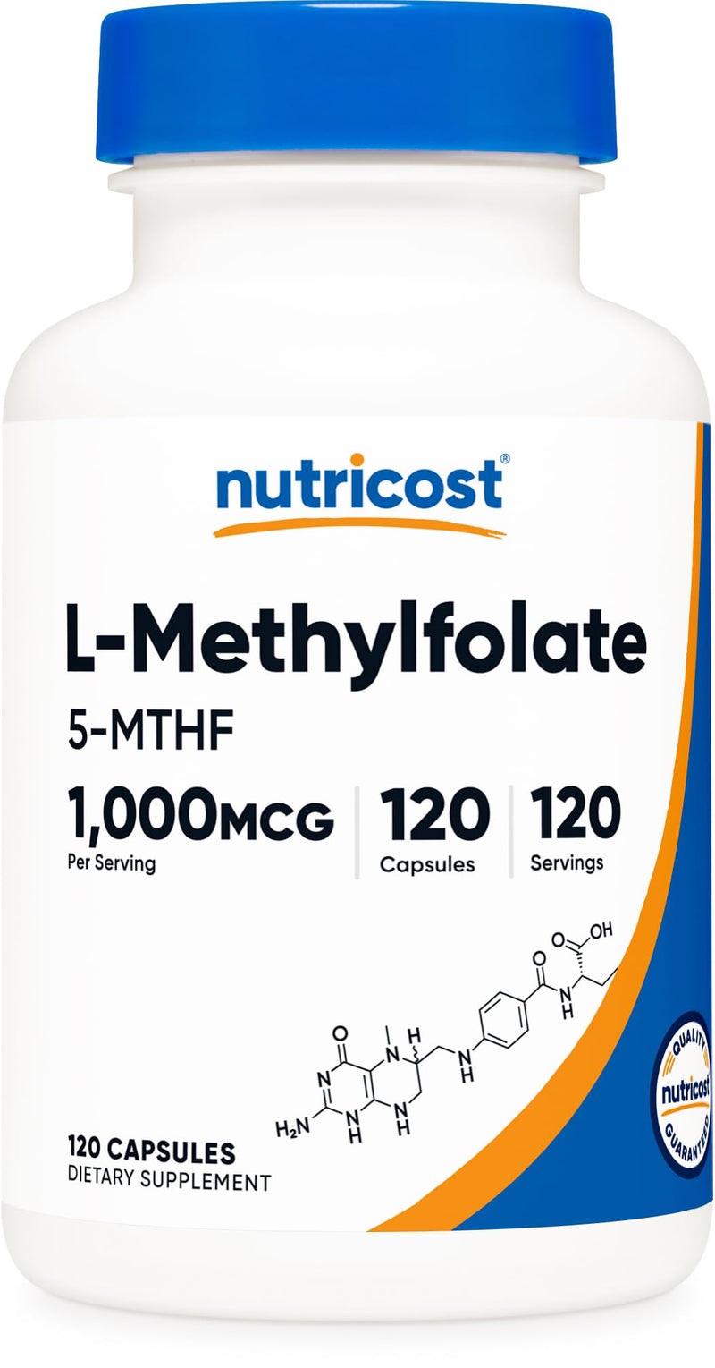 Nutricost Methylfolate 1000mcg, 120 Vegetarian Capsules, Gluten Free | GMO-Free (Methylated Folate) 120 Count (Pack of 1)