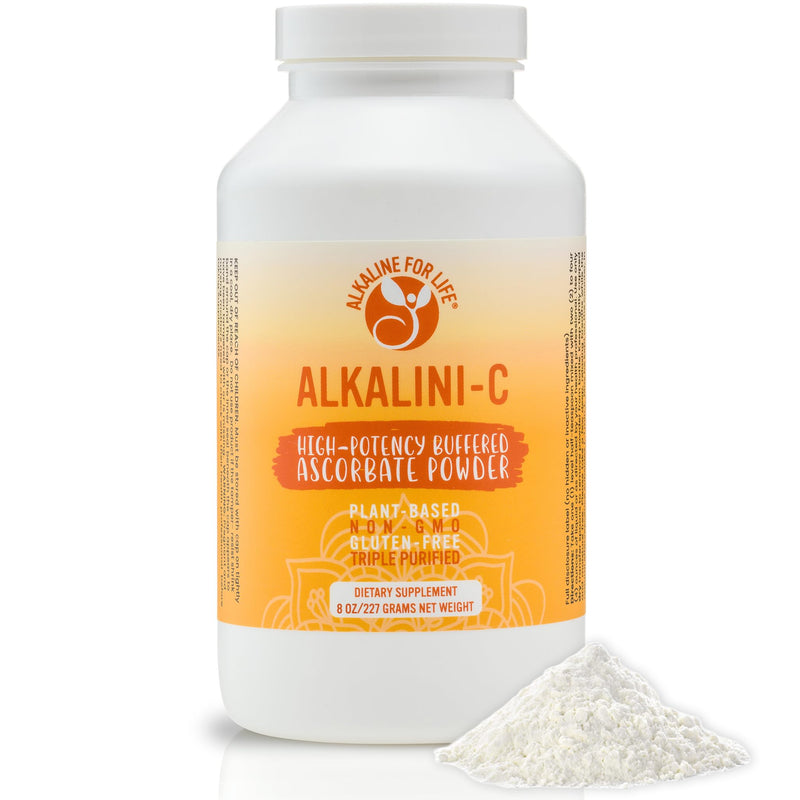 Alkaline for Life Buffered Vitamin C Powder, Corn-Free, L-Ascorbate | 1,584 Mg L-Ascorbate Per Half-Teaspoon; With Potassium, Calcium, Magnesium, Zinc; Non-Acidic, Gentle; Vegan 8 Ounce (Pack of 1)
