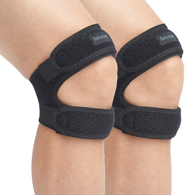 Patella Knee Strap, Adjustable Knee Brace (3D Silicone Insert) for Men & Women, Knee Joint Pain Prevention & Relief & Patella Stabilizer Support for Running, Riding, Football, Hiking. 2 Count (Pack of 1)