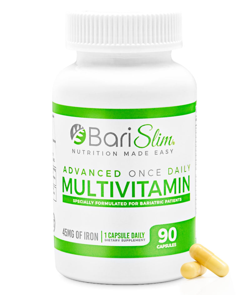 BariSlim Advanced Once Daily Bariatric Multivitamin Capsule - 45 mg of Iron - Bariatric Vitamin for Post Bariatric Surgery Including Gastric Bypass and Gastric Sleeve | 90 Day Supply 90 Count (Pack of 1)