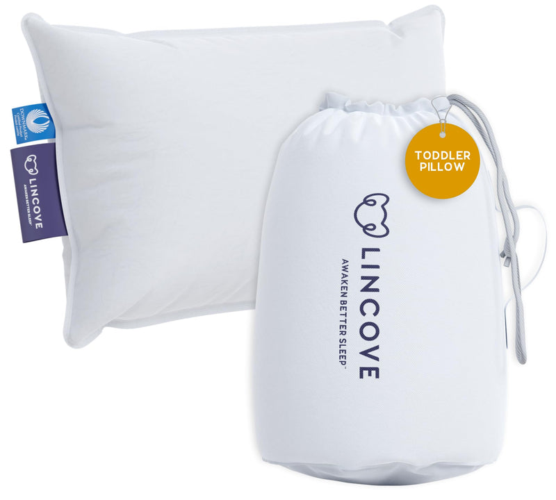 [Australia] - Lincove Canadian Down Toddler Pillow for Sleeping - Perfect for Kids Travel Pillow, Nap Time, Toddler Cot, Crib, Bed - 800 Fill Power, 100% Cotton Shell, 400 Thread Count (13 x 18) 13x18 