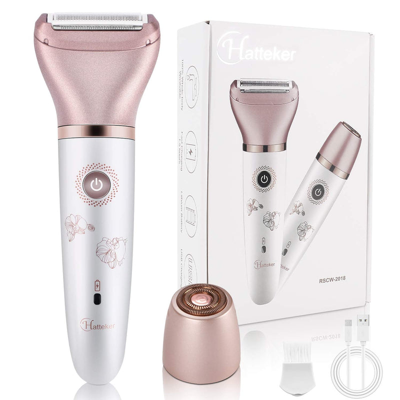[Australia] - Electric Razors for Women - Painless 2-in-1 Shaver for Women Hair Remover for Face, Legs and Underarm Wet & Dry, Portable Bikini Trimmer, Lady Hair Removal with 2 Trimmer Heads- Micro USB Recharge 
