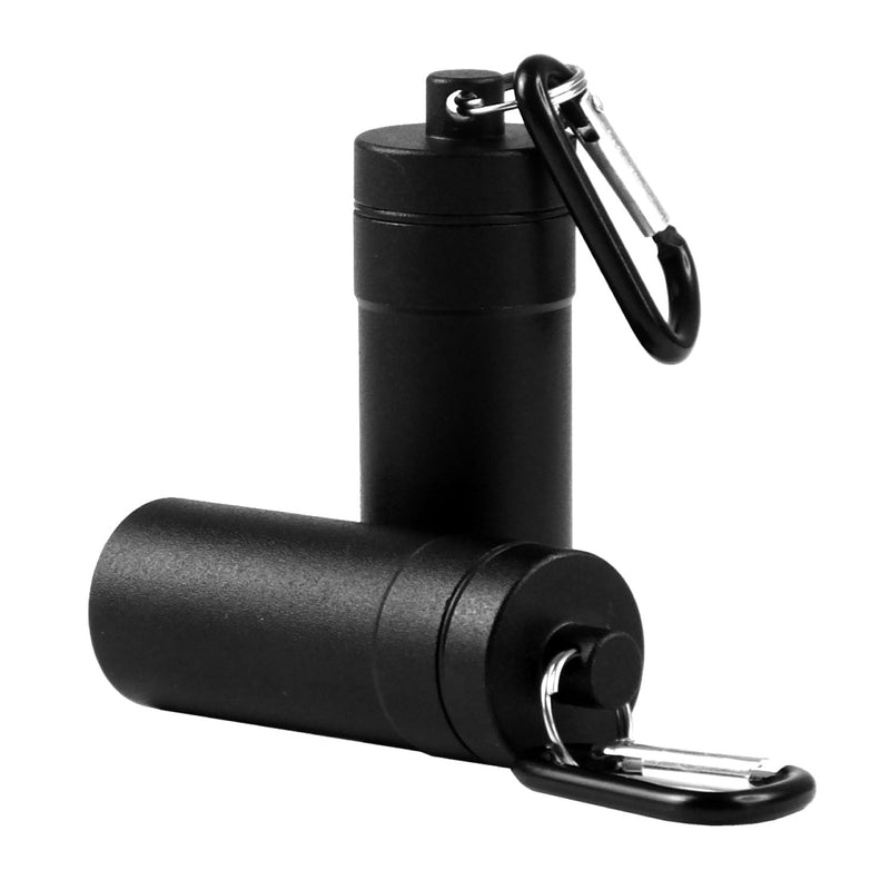 Deke Home - Waterproof Keychain Pill Holder (2 Pack), Small Aluminum Pill Case for Medicine, Vitamins & Travel, Portable Pill Container with Secure Screw Top & Carabiner, 1.9"x0.7", 1.4oz Pack of 2