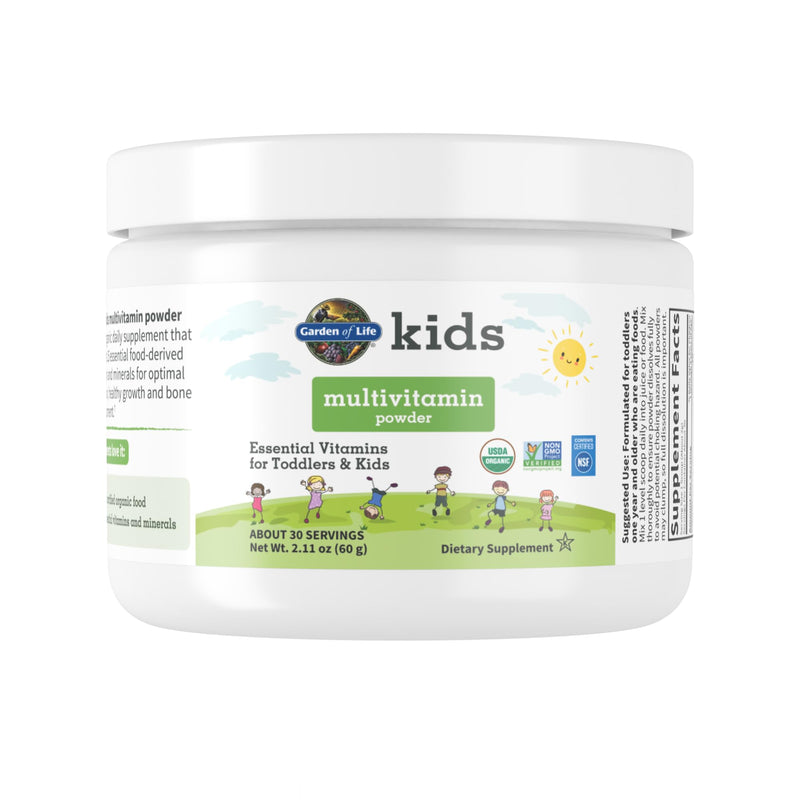Garden of Life Kids Multivitamin Powder, Daily Vitamins and Minerals for Toddlers & Kids - Organic Toddler Multi Powder With 15 Vitamin C, D3, Zinc for Healthy Growth - Gluten Free - 30 Day Supply 2.11 Ounce (Pack of 1)