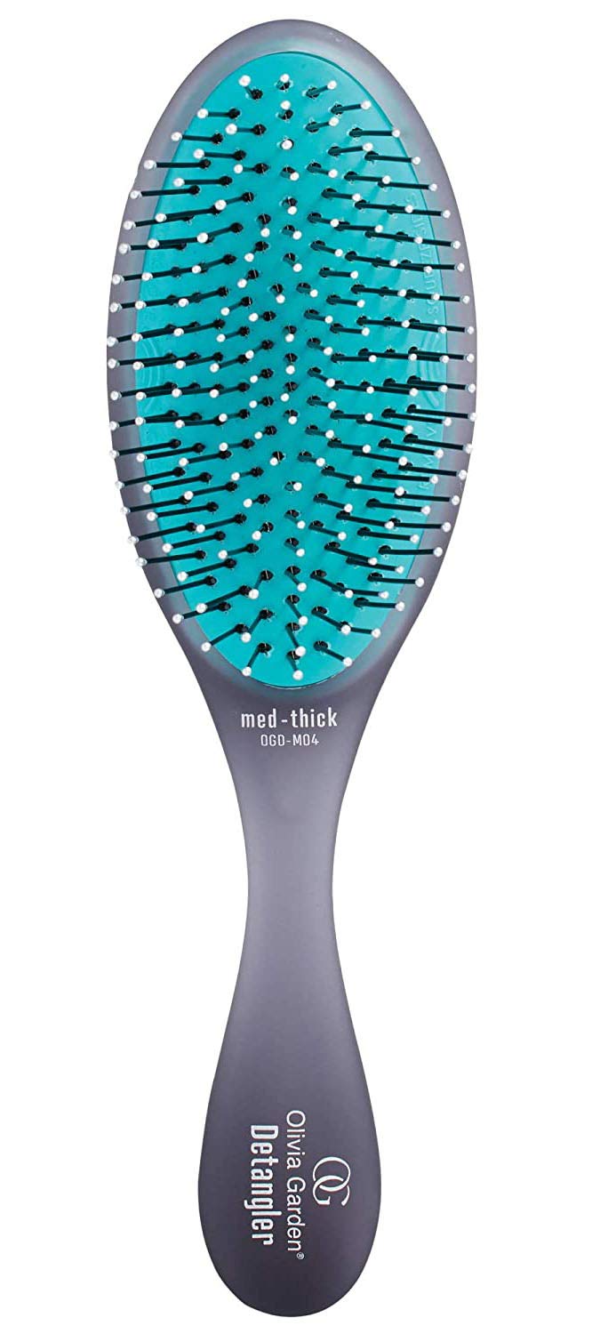 [Australia] - Olivia Garden OG Brush Detangler, removable cushion, scalp hugging massages the scalp, for wet or dry hair, for women, men and children, Medium to thick hair Black Detangler Medium-Thick 