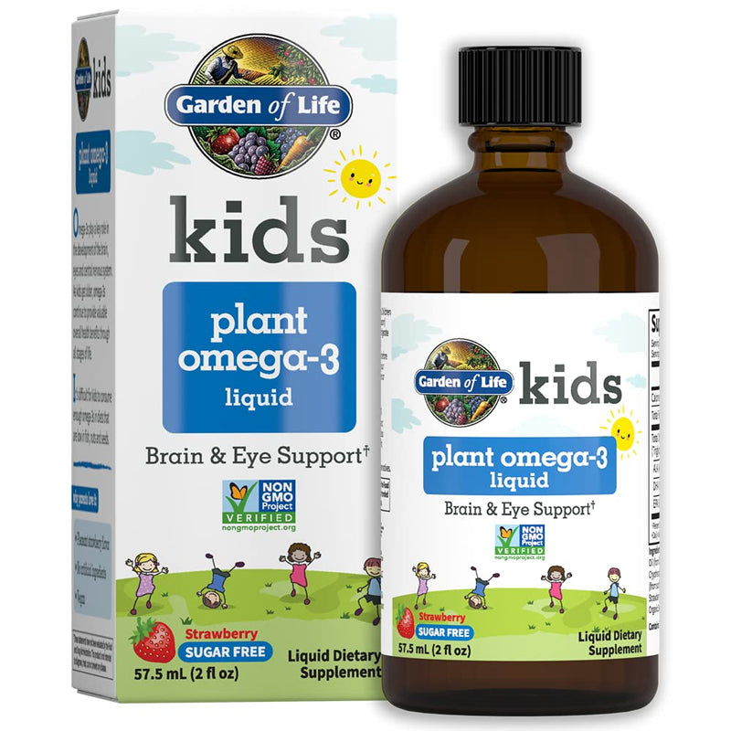 Garden of Life Kids Plant Omega-3 Liquid Supplement, Strawberry, 2 Fl Oz