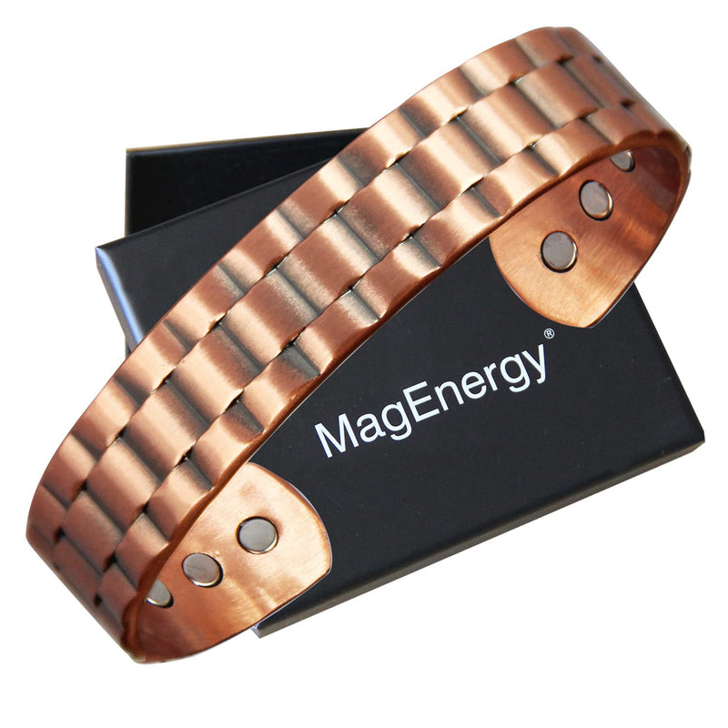 [Australia] - MagEnergy Copper Bracelet for Men, 99.9% Pure Copper Bracelet for Men with 6pcs 3500 Gauss Magnets, Adjustable Bracelets Jewelry Gift 