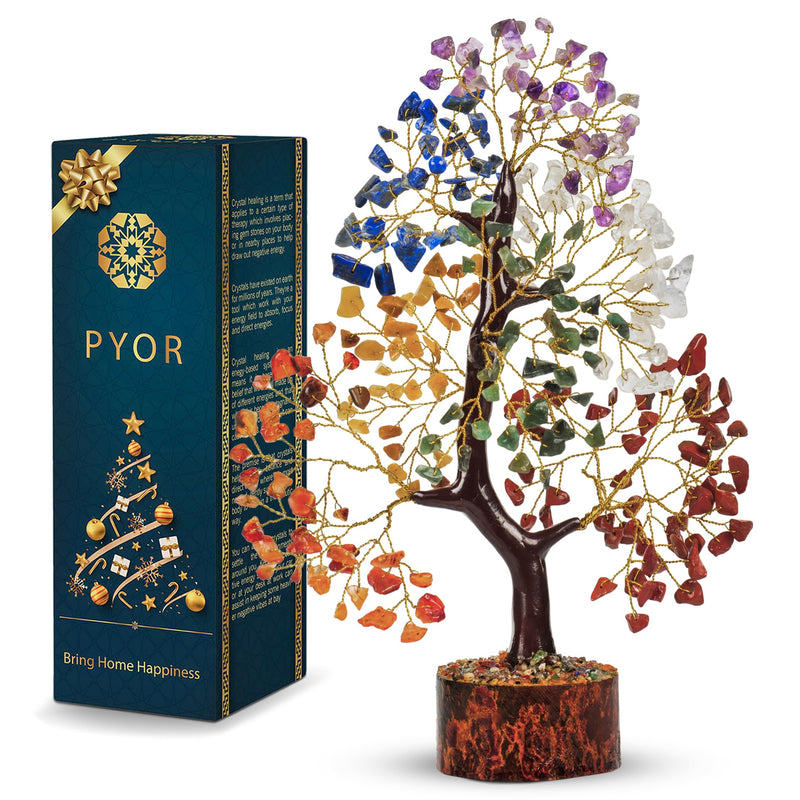 [Australia] - PYOR 7 Chakra Tree of Life, House Warming Gifts New Home, Birthday Gifts for Women, Healing Crystals, Money Tree, Home Office Decor, Office Desk Accessories, Crystals and Healing Stones A-7chakra Tree 