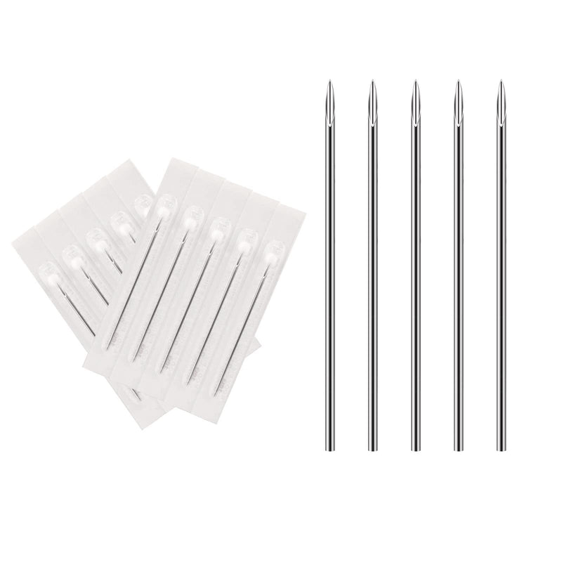 [Australia] - Body Piercing Needles, ATOMUS 10pcs 16G Stainless Steel Sterile Disposable Ear Nose Navel Nipple Lip Piercing Needles 