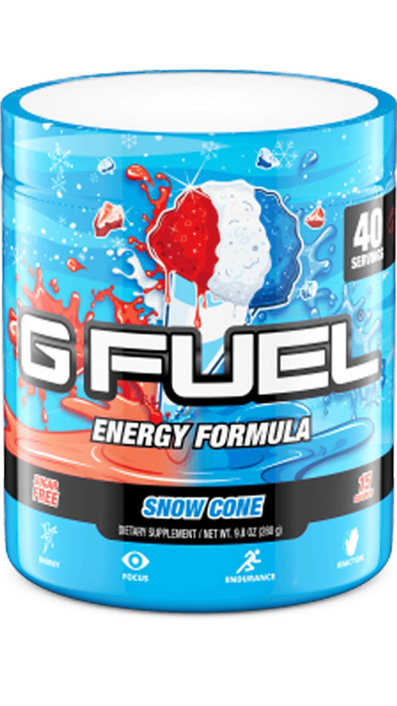 [Australia] - G Fuel Snow Cone Game-Changing Elite Energy Powder, Sharpens Mental Focus and Cognitive Function, Zero Sugar, Supports Immunity and Enhances Mood 9.8 oz (40 servings) 