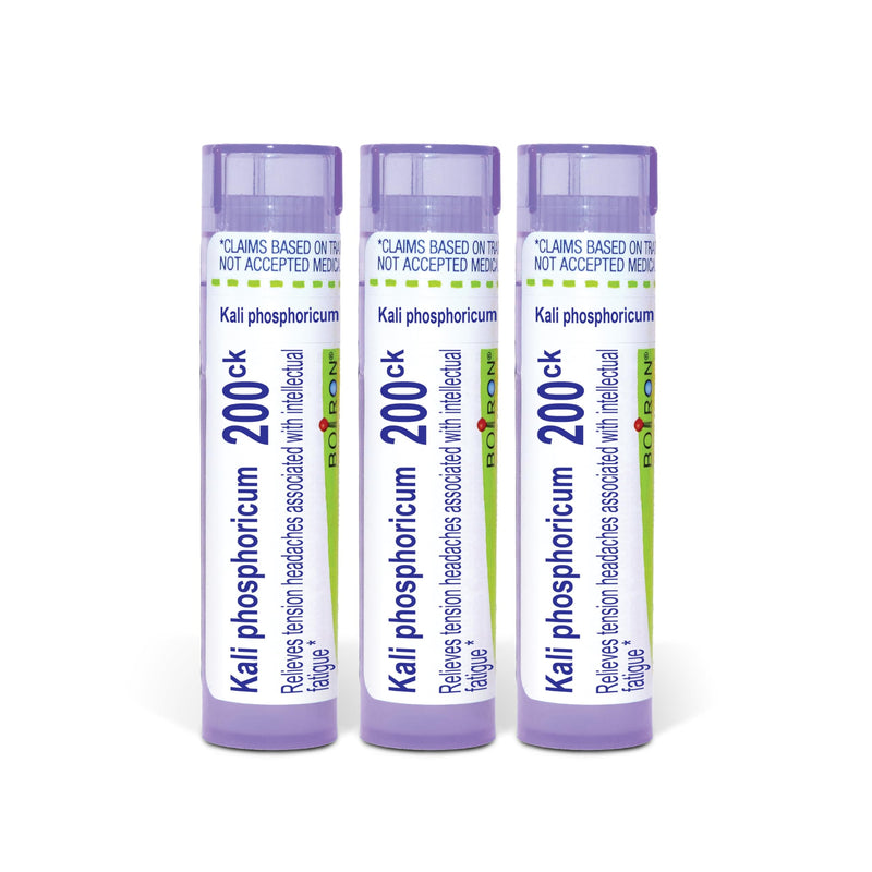 Boiron Kali Phosphoricum 200ck Homeopathic Medicine for Tension Headaches - Pack of 3 (240 Pellets) | Single-medicine homeopathic pellets for Tension Headaches. Size: Pack of 3 (240 Pellets).