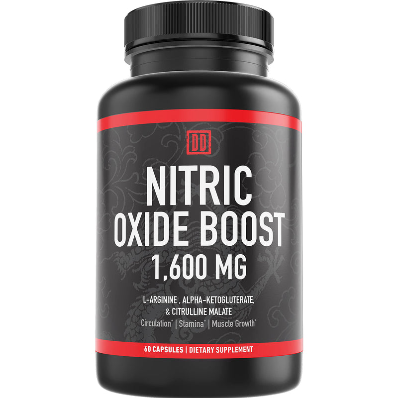 [Australia] - Nitric Oxide Booster Supplement, 1600mg Extra Strength L-Arginine, Citrulline Malate, and Alpha-Ketoglutarate (60 Count, 1 Bottle) 60 Count (1 Bottle) 