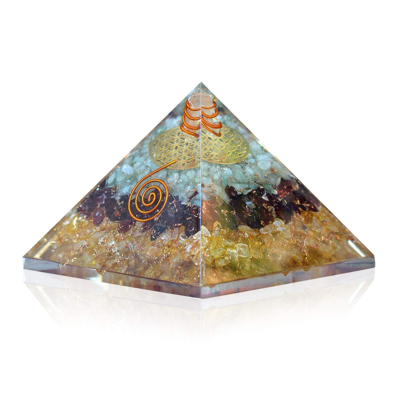 [Australia] - Orgonite Crystal Triple Money Pyramid Energy Generator Promotes Wealth and Prosperity with Green Aventurine, Red Garnet and Citrine – Attract Money and Success with Lucky Orgone Crystals Green Aventurine, Red Garnet and Citrine Crystal 