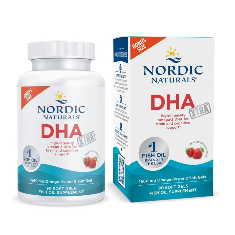[Australia] - Nordic Naturals DHA Xtra, Strawberry - 90 Soft Gels - 1660 mg Omega-3 - High-Intensity DHA Formula for Brain & Nervous System Support - Non-GMO - 45 Servings 90 Count (Pack of 1) 