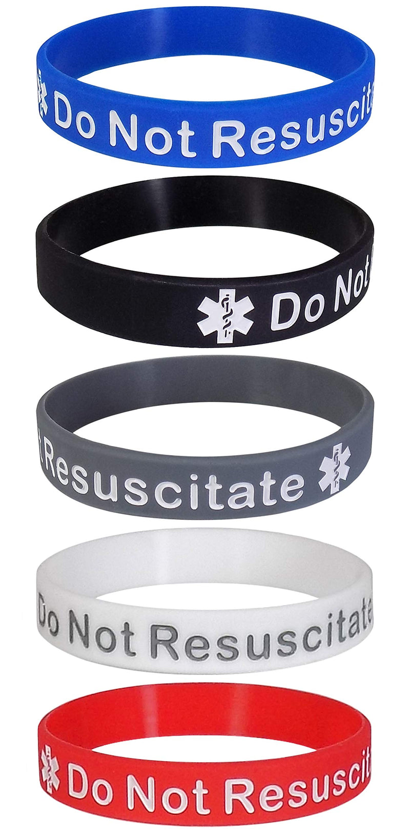 [Australia] - DO NOT RESUSCITATE Medical Alert ID Silicone Bracelet Wristbands 5-Pack 