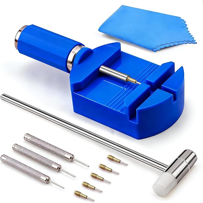 [Australia] - Watch Link Removal Tool Kit, Cridoz Watch Band Tool Chain Link Pin Remover with 12pcs Replacement Pins and 3pcs Pin Punches for Watch Bracelet Sizing, Watch Strap Adjustment and Watch Repair 