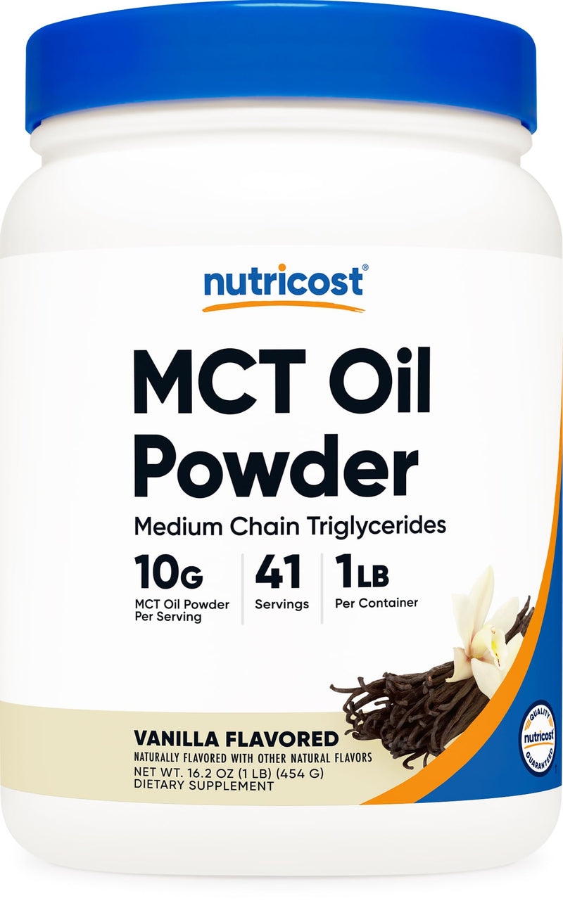 [Australia] - Nutricost Premium MCT Oil Powder (1 LB, Vanilla) - Best for Keto, Ketosis, and Ketogenic Diets - Zero Net Carbs, Non-GMO and Gluten Free, Medium Chain Triglyceride 