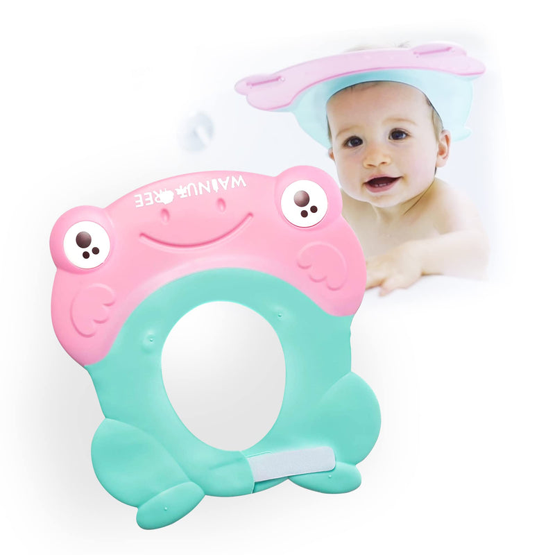 [Australia] - Walnut Tree Baby - Baby Bath Visor With Strap, Bath Visor for Toddlers, Adjustable Shower Visor, Multipurpose Baby Bath Hat Shield, Nose, Ears, & Eye Protector for Shower, Sky Blue Strap Pink 