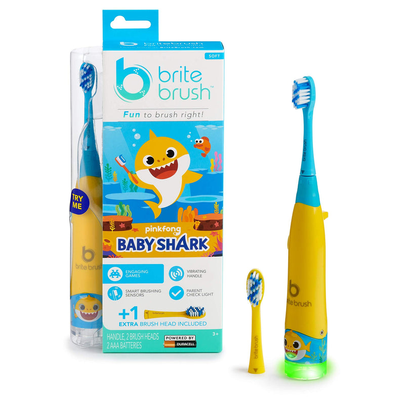 [Australia] - BriteBrush™ - Interactive Smart Kids Toothbrush featuring Baby Shark 1 Count (Pack of 1) 