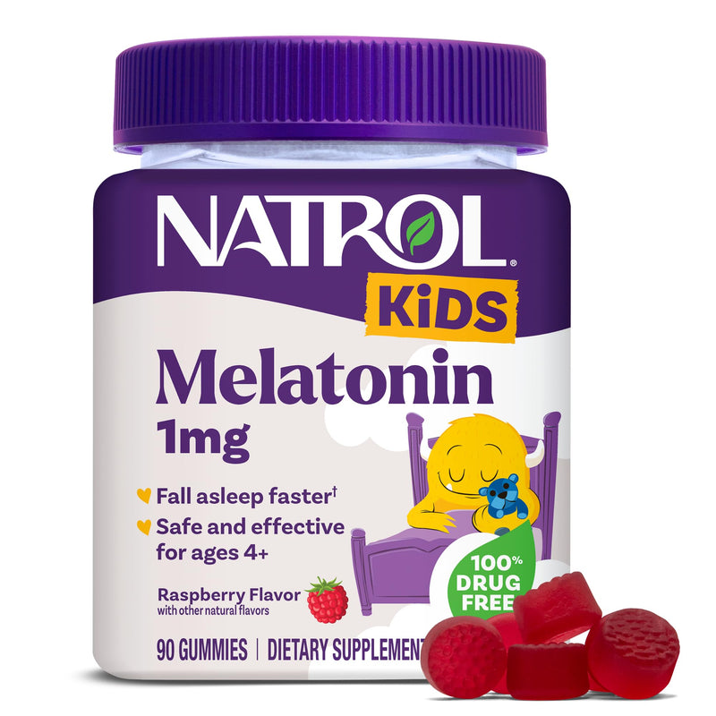 Natrol Kids Melatonin 1mg, for Restful Sleep, 90 Raspberry-Flavored Gummies 90 Count (Pack of 1)