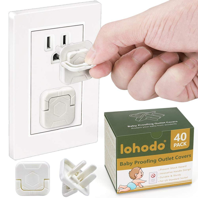 [Australia] - Outlet Covers Baby Proofing Socket Protectors Child Safety Plug Caps Difficult for Toddler to Remove Electric Shock Guard for US 3-Prong White 40 Pack 